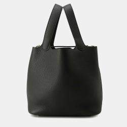 Hermes Black Taurillon Clemence Picotin Lock 22 Bag
