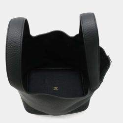 Hermes Black Taurillon Clemence Picotin Lock 22 Bag