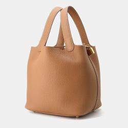 Hermes Gold Taurillon Clemence Leather Picotin Lock 22 Bag