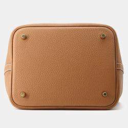 Hermes Gold Taurillon Clemence Leather Picotin Lock 22 Bag