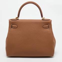 Pre Owned Hermès Gold Togo Leather Gold Finish Kelly Retourne 28 Bag