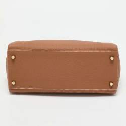 Pre Owned Hermès Gold Togo Leather Gold Finish Kelly Retourne 28 Bag