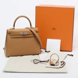 Hermès Biscuit Epsom Leather Palladium Finish Kelly Sellier 25 Bag