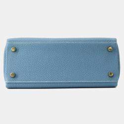  Hermes New Blue Jean Togo Leather Retourne Kelly 25 Top Handle Bag