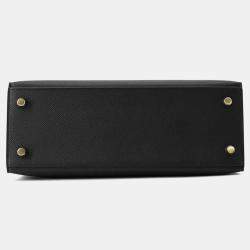 Hermes Black Epsom Sellier Kelly 25  Top Handle Bag