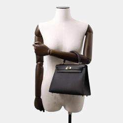 Hermes Black Epsom Sellier Kelly 25  Top Handle Bag