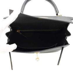 Hermes Black Epsom Sellier Kelly 25  Top Handle Bag