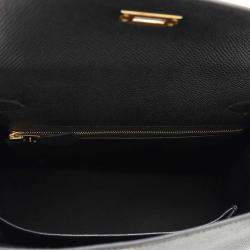 Hermes Black Epsom Sellier Kelly 25  Top Handle Bag