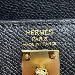 Hermes Black Epsom Sellier Kelly 25  Top Handle Bag