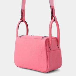 Hermes Rose Azalee Taurillon Lecmans Mini Lindy Shoulder Bag