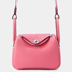 Hermes Rose Azalee Taurillon Lecmans Mini Lindy Shoulder Bag