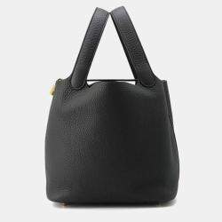 Hermes Black Taurillon Clemence Picotin Lock MM