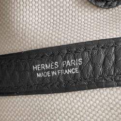 Hermes Beige/Black Toile H and Negonda Leather 30 Garden Party Tote Bag