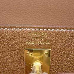 Hermes Gold Togo Leather 25 Kelly Top Handle Bag