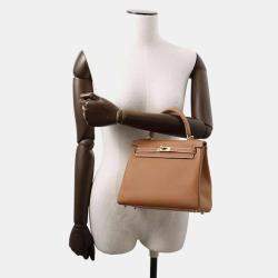 Hermes Gold Togo Leather 25 Kelly Top Handle Bag