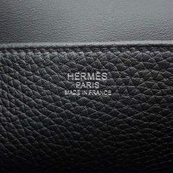 Hermes Black Taurillon Clemence Leather 25 Halzan Shoulder Bag 
