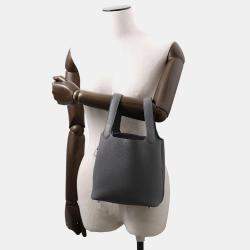 Hermes Ardoise Taurillon Clemence Leather Picotin Lock 18 Bucket Bag