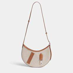 Hermes Ecru Beige Gold Sac P'tit Arcon Toile & Cuir Bag
