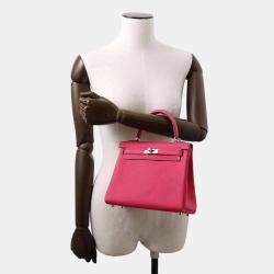Hermes Kelly 25 Rose Mexico Togo Leather Top Handle Bag