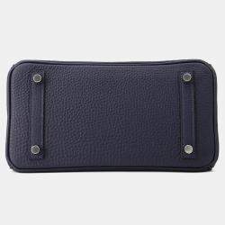 Hermes Birkin 25 Blue Nuit Togo Leather Top Handle Bag