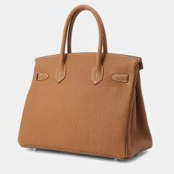Hermes Birkin 30 Gold Togo Leather Top Handle Bag