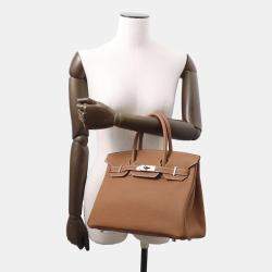 Hermes Birkin 30 Gold Togo Leather Top Handle Bag