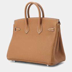 Hermes Birkin 25 Gold Togo Leather Top Handle Bag