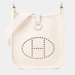 Hermes Evelyne Long TPM Nata Taurillon Clemence Leather Crossbody Bag