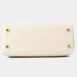 Hermes Kelly Retourne 25 Craie Togo Leather Top Handle Bag