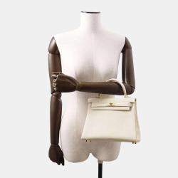 Hermes Kelly Retourne 25 Craie Togo Leather Top Handle Bag