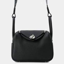 Hermès Black Taurillon Clemence Mini Lindy Shoulder Bag