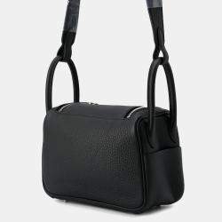Hermes Lindy Mini Black Taurillon Clemence Leather Shoulder Bag