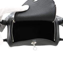 Hermes Lindy Mini Black Taurillon Clemence Leather Shoulder Bag
