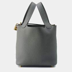 Hermes Gris Meyer Taurillon Clemence Picotin Lock Bag 18
