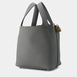 Hermes Gris Meyer Taurillon Clemence Picotin Lock Bag 18