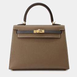 Hermes Tricolor Etoupe/Black/Ardoise Epsom Kelly Sellier Size 25