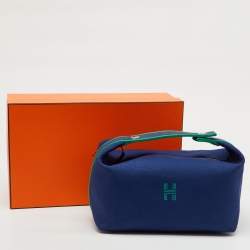 Hermès Marine Toile Large Bride-A-Brac Pouch