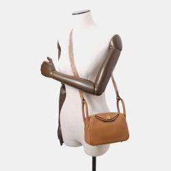 Hermes Lindy Mini Gold Taurillon Clemence Leather Shoulder Bag