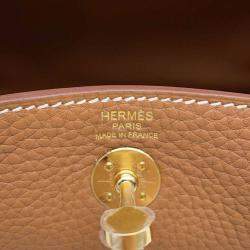 Hermes Lindy Mini Gold Taurillon Clemence Leather Shoulder Bag