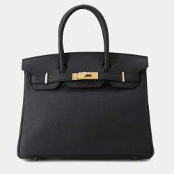Hermes Birkin 30 Black Togo Leather Top Handle Bag