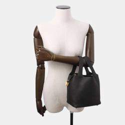 Hermes Picotin Lock 18 Black Taurillon Clemence Leather Top Handle Bag