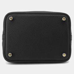 Hermes Picotin Lock 18 Black Taurillon Clemence Leather Top Handle Bag