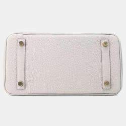 Hermes Birkin 25 Pearl Grey Togo Leather Top Handle Bag