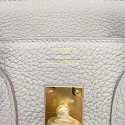 Hermes Birkin 25 Pearl Grey Togo Leather Top Handle Bag