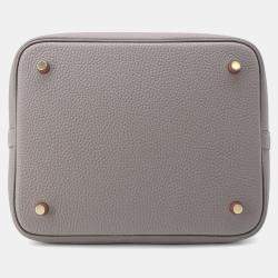 Hermes Picotin Lock 22 Gris Meyer Taurillon Clemence Leather Top Handle Bag