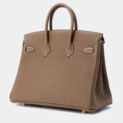 Hermes Birkin 25 Etoupe Togo Leather Top Handle Bag