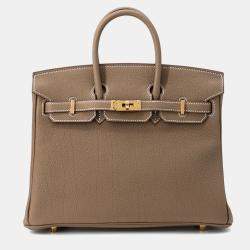 Hermes Birkin 25 Etoupe Togo Leather Top Handle Bag