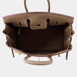 Hermes Birkin 25 Etoupe Togo Leather Top Handle Bag
