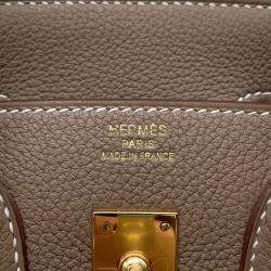 Hermes Birkin 25 Etoupe Togo Leather Top Handle Bag