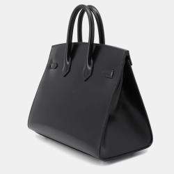 Hermes Birkin 25 Sellier Black Box Calf Leather Top Handle Bag